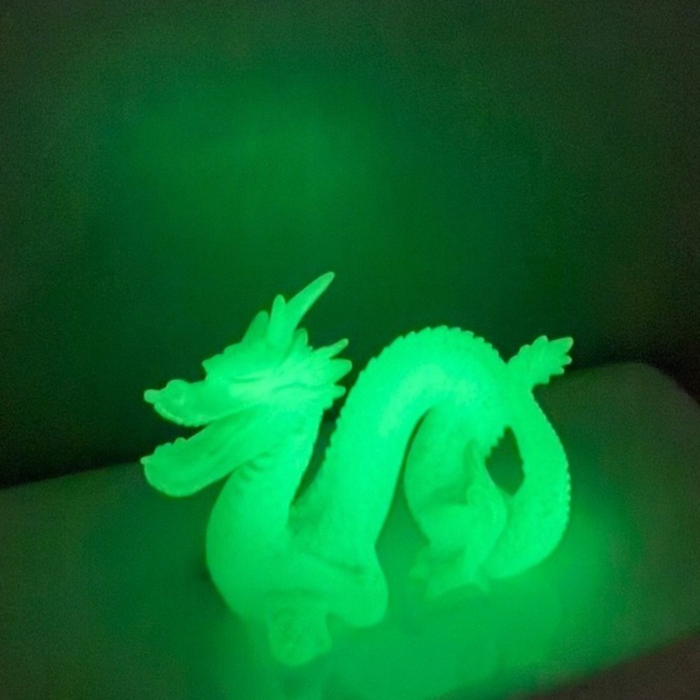 Vintage Resin Dragon Jade Green Glow in the Dark  6"